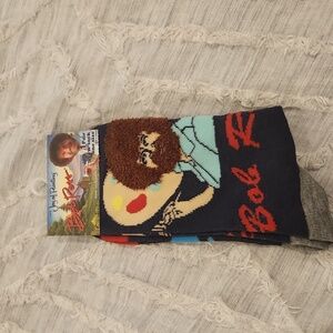 The joy of painting unisex Bob Ross crew socks, new with tags!